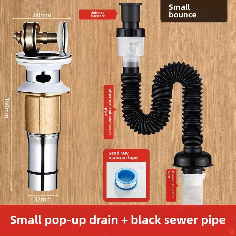 P-Trap Kitchen Sink Deodorant Set Launch Pipeline Deodorizing Filter Sink Strainer Hose Drain Pipe Plumbing Kitchen Accessories Oasis Select K