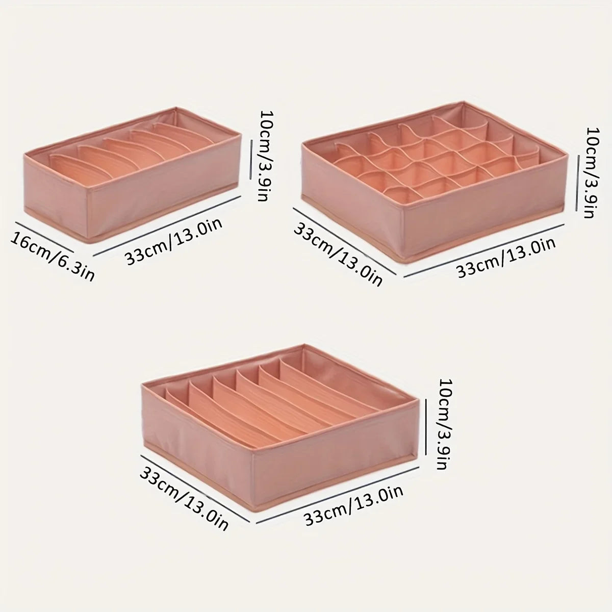 3pcs Space Saving Underwear Organizer, Multi-Compartment Drawer Storage Box for Bras/Panties/Socks, Bedroom Closet Organizer Oasis Select