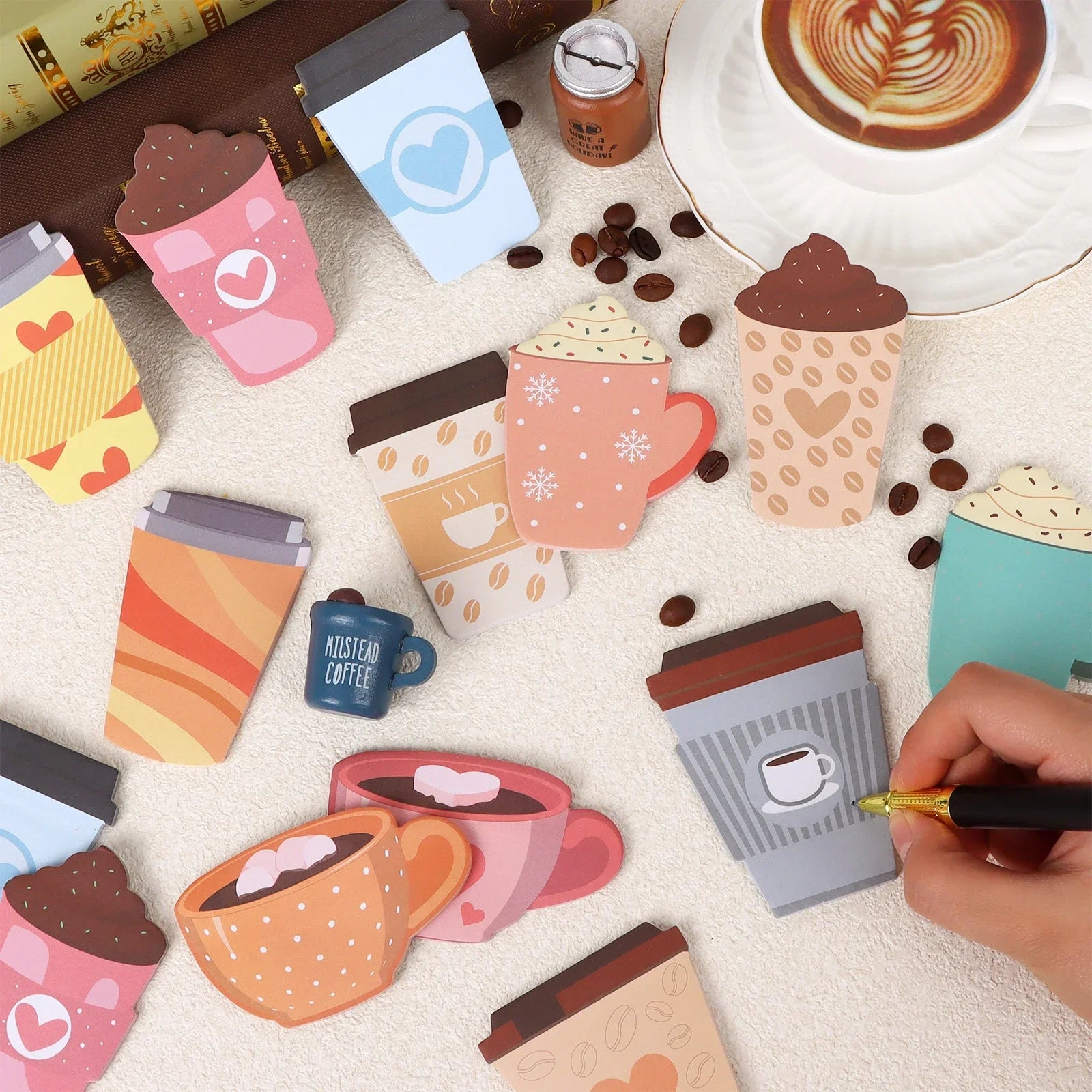 24 Pack Coffee Cup Sticky Notes -Cute Self Sticky Notepads Self-Stick Memo Pads Sticky Note Pads For Coffee Lover Office School Oasis Select