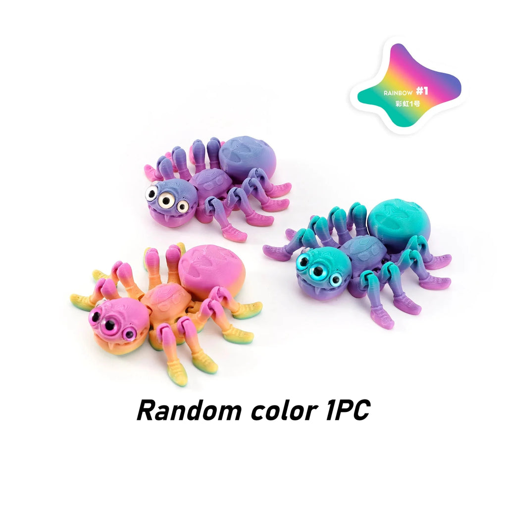 3D Printed Spider, Articulated 3D Animals,Relief Stress Fidget Toys, Desktop Pet Halloween Surprise Gift for Home Office Décor Oasis Select Random color 1PC 1 8CM