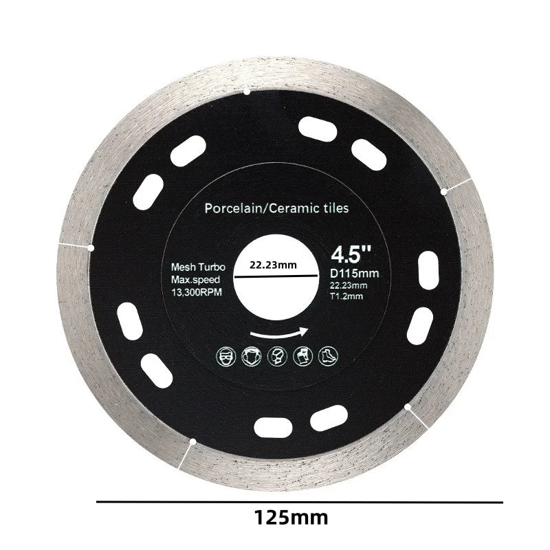 JUSTINLAU 105/115/125mm Diamond Blade CONTINUOUS RIM for Thin Cutting Wet Cutting Porcelain Ceramic Tiles Saw Blade Cutting Disc Oasis Select