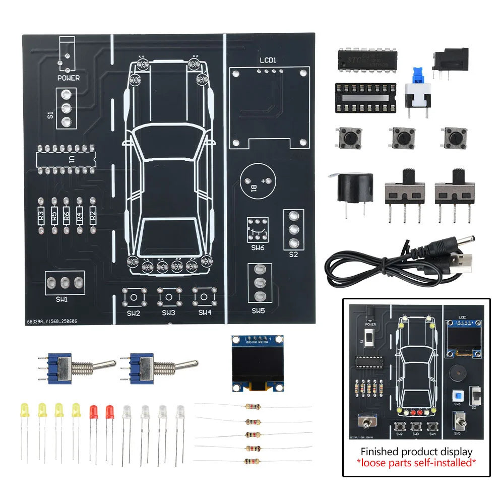 DC5V DIY Car Driving Simulation Soldering Practice Kit Electronic Project Car Driver Simulator Solder Project for Students Learn Oasis Select
