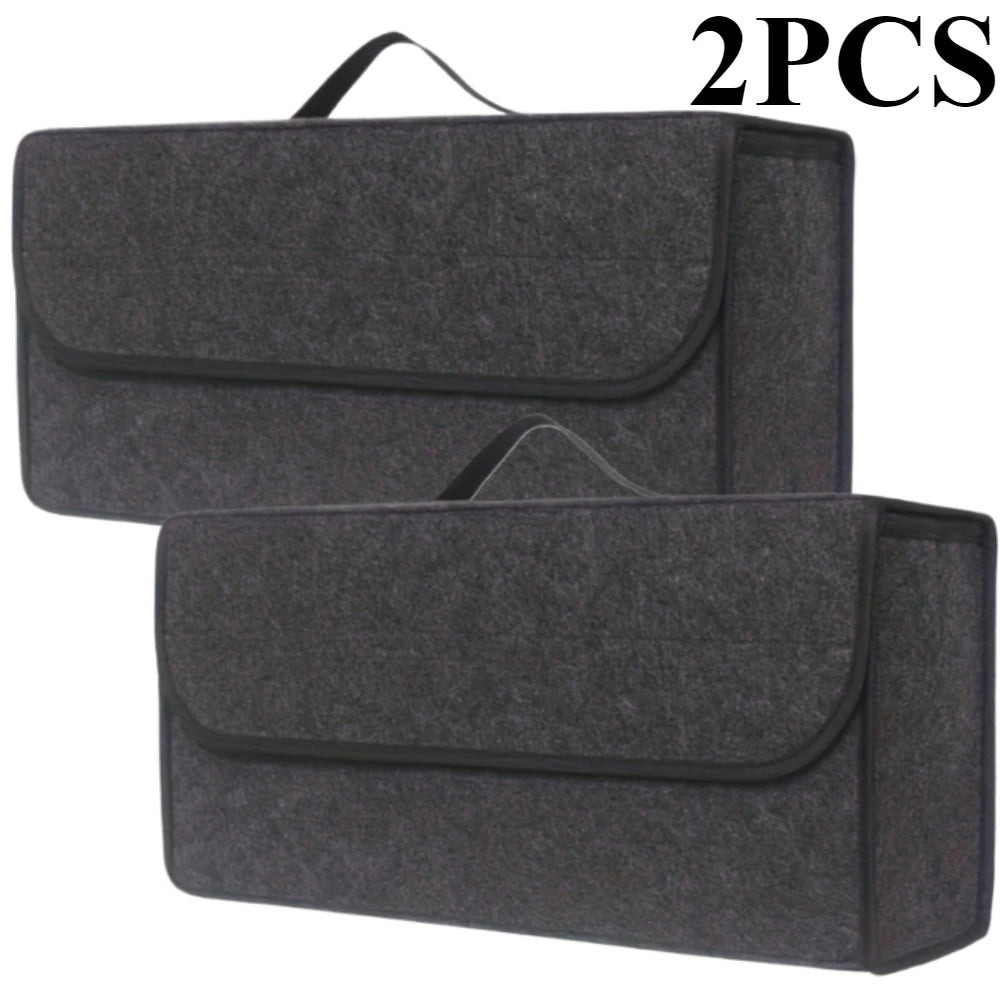 Spacious Canvas Car Storage Box - Portable, Foldable, and Collapsible Trunk Organizer with Felt Cloth Interior Oasis Select 2pcs