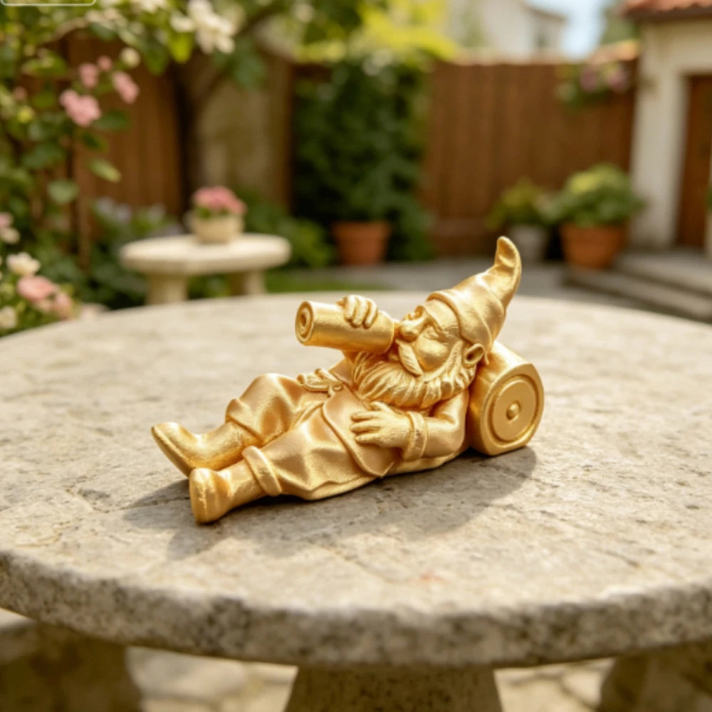 Lazy Drinking Garden Gnome Figurine Whimsical Statue Reclining Gnome with Bottle Ornament for Yard Patio Bonsai Home Decor Gifts Oasis Select