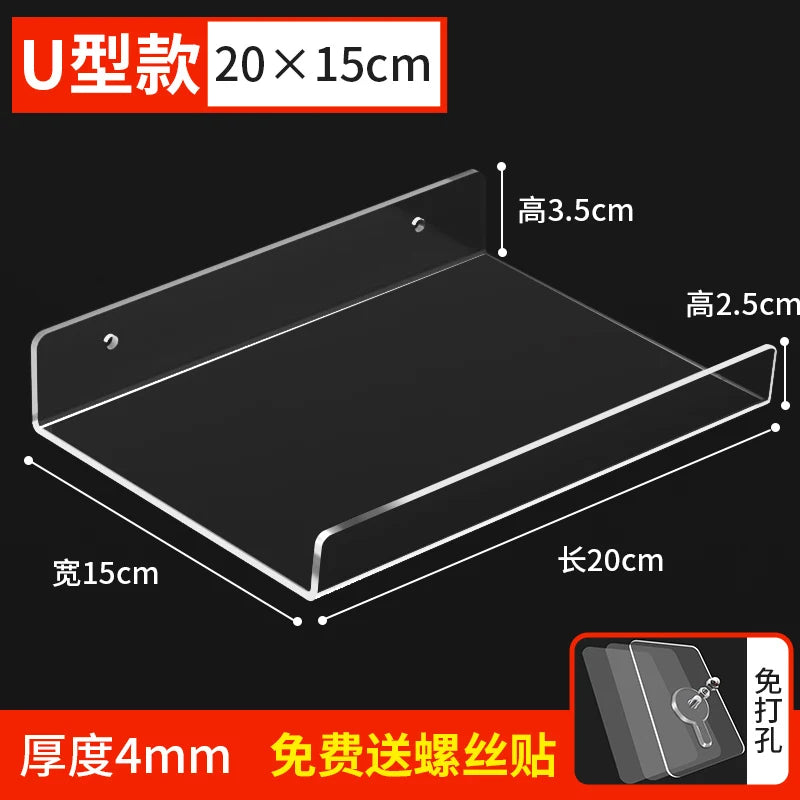 Acrylic Wall Mounted Floating Shelf – Kitchen & Bathroom Rack