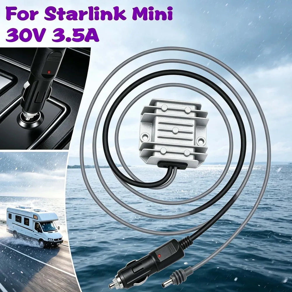 Step Up Converter For Starlink Mini 12V/24 to 30V 3.5A w/ Cigarette Lighter Plug Oasis Select