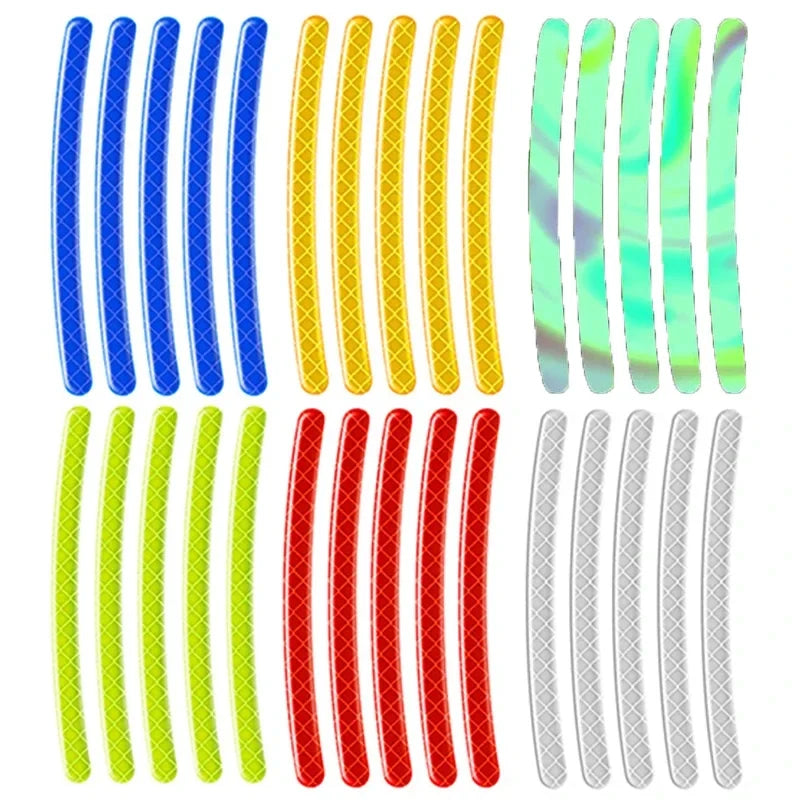 20/60pcs Wheel Hub Reflective Stickers Anti Scratch Auto Body Decorative Rim Tape Strips Warning Passing Car Motorcycle Bicycle Oasis Select