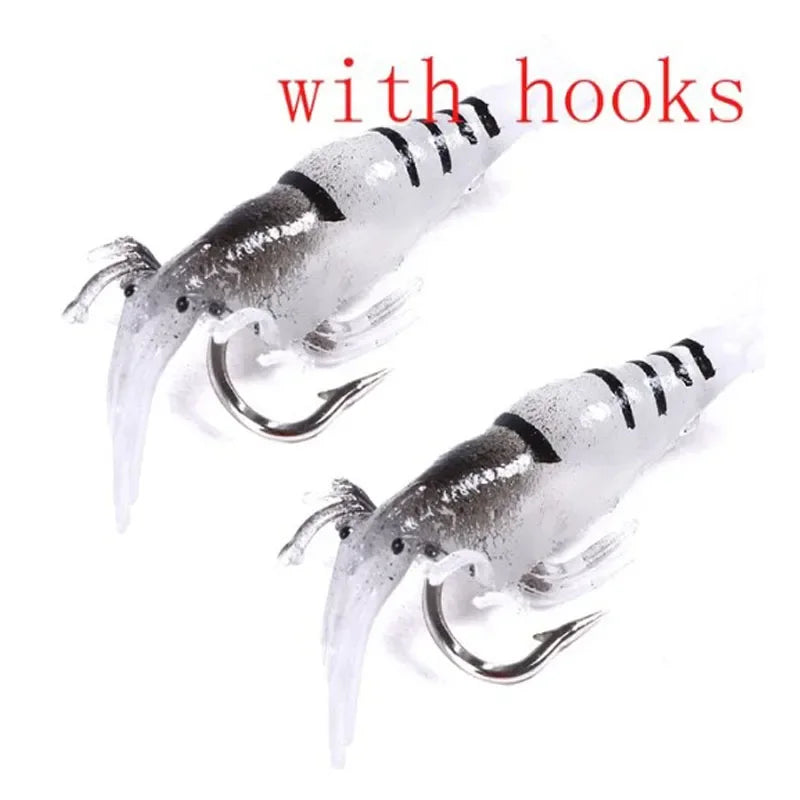 Luminous Shrimp Silicone Artificial Bait Simulation Soft Prawn With Hooks Carp Wobbler For Fishing Tackle Lure Carp Oasis Select 20 black with hooks