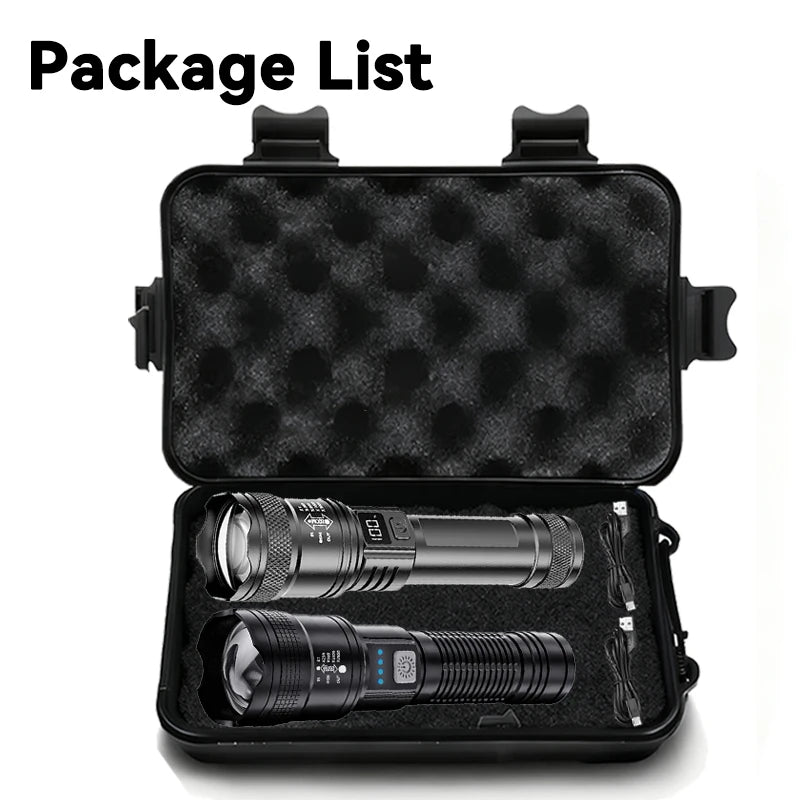 2000LM Zoomable Tactical LED Flashlight – USB Rechargeable Power Bank