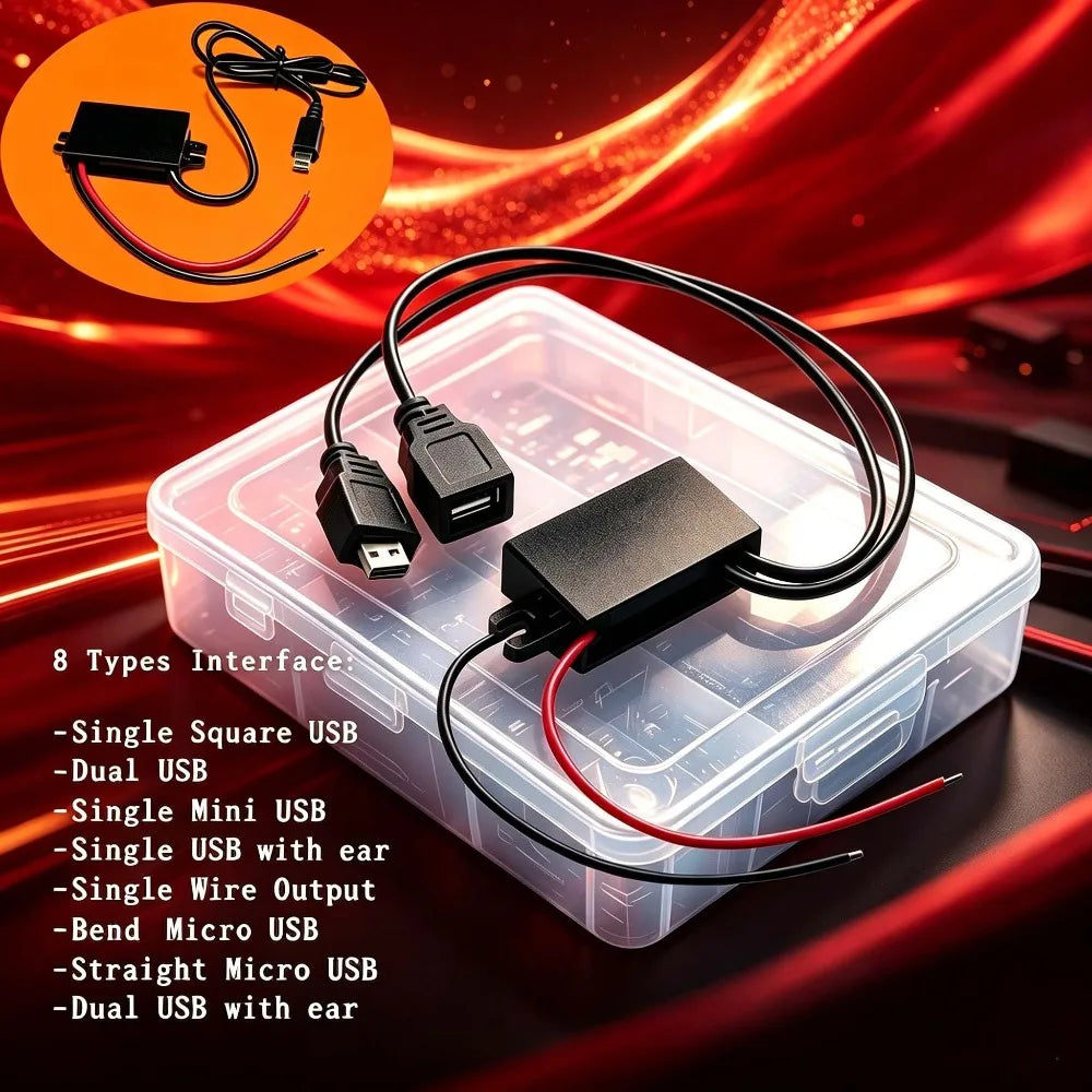 12V to 5V 3A 15W DC-DC Male Female Micro USB Adapter Step Down Buck Converter Power Supply Auto Protection Car Power Oasis Select