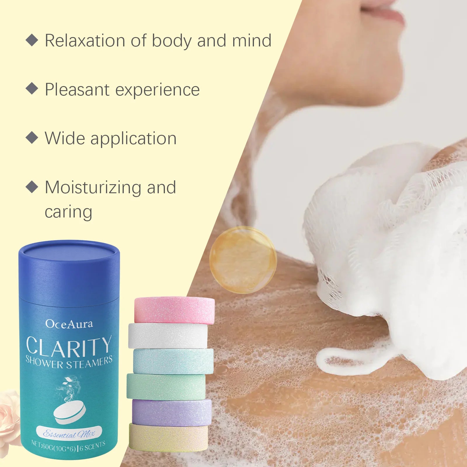 Aromatherapy Shower Tablet Relieve Fatigue Gently Cleanses Moisturizes Skin Long-lasting Fragrance Light Skin Aromatherapy Oasis Select