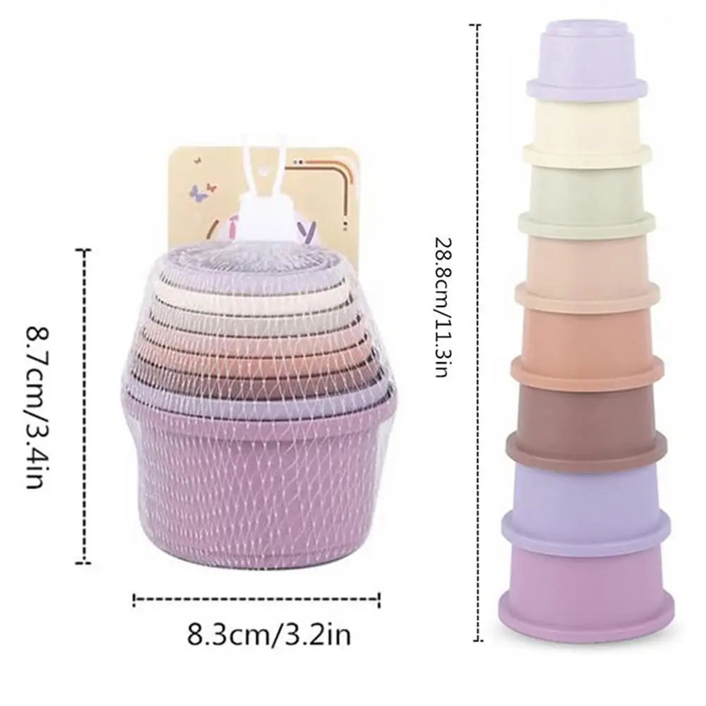 8Pcs Stacking Cups Toys for Rabbits Chinchillas Guinea Pigs Multi-Colored Reusable Plastic Nesting Toys Stacking Cups Set Oasis Select 8Pcs