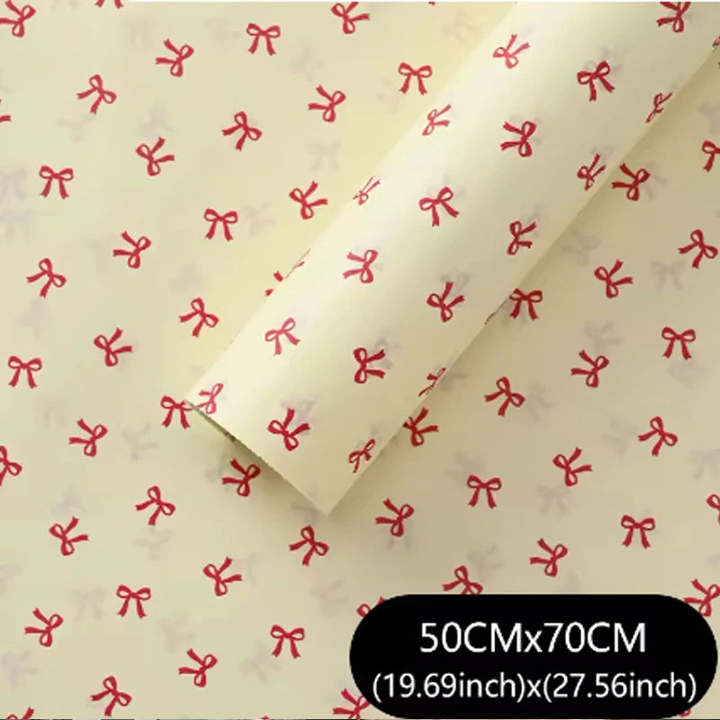 20-Sheet Floral Bow Wrapping Paper 50x70cm | Korean Gift Tissue