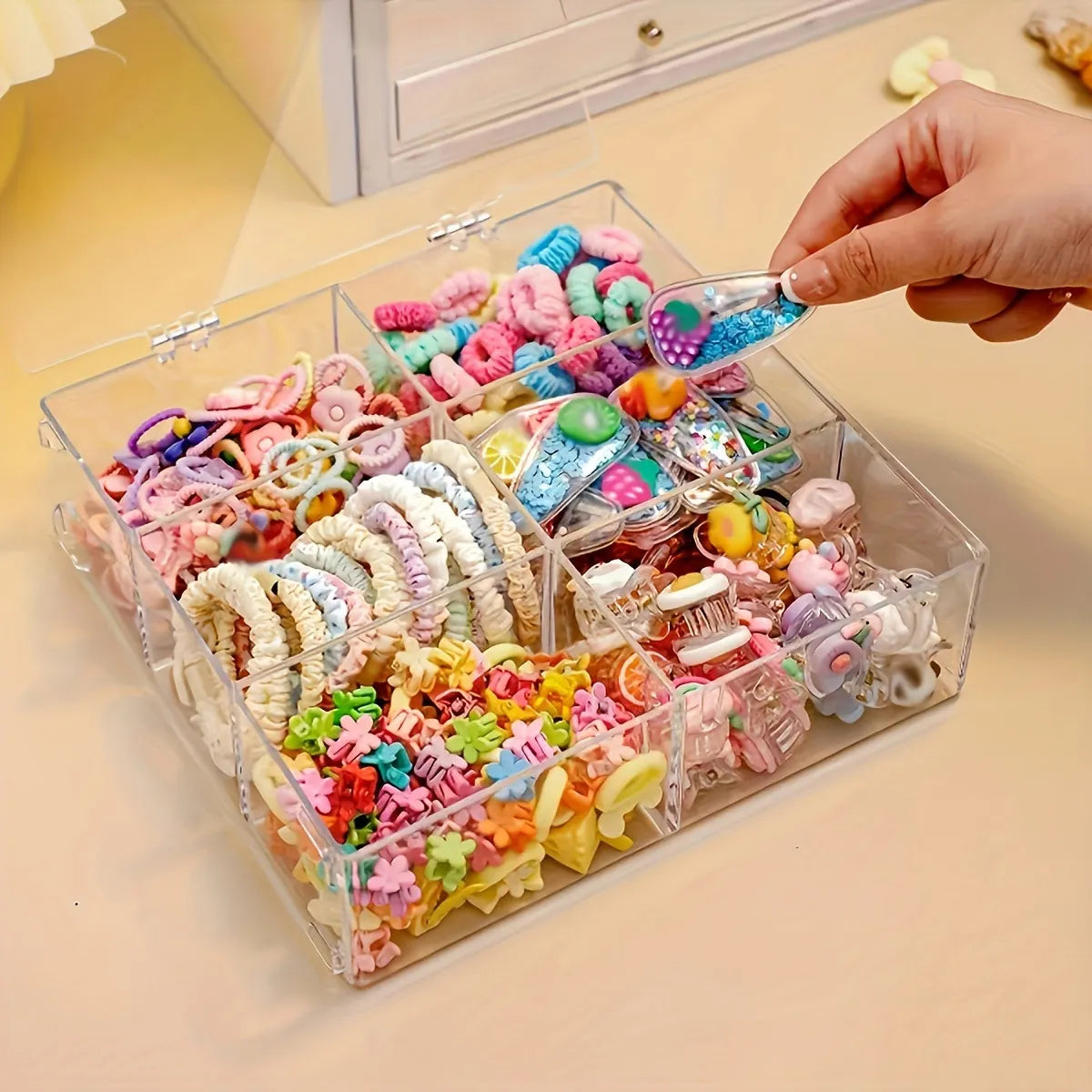 Transparent hair accessory storage box cover, dust-proof and moisture-proof jewelry box, headband hair clip, jewelry display box Oasis Select
