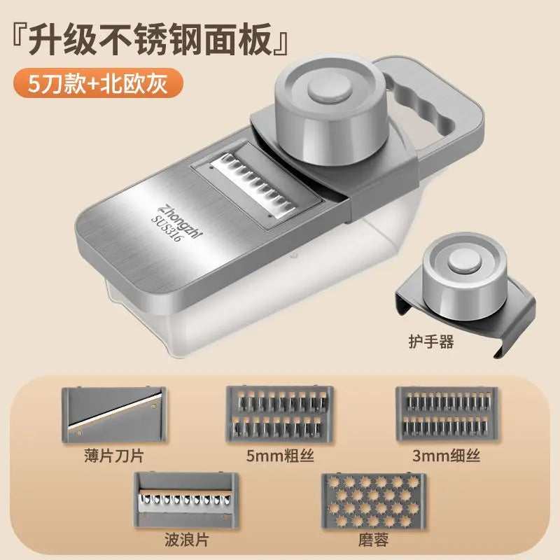 Stainless Steel Vegetable Slicer Potato Slicer Household New Multifunctional Slicer That Does Not Harm Hands Kitchen Accessories Oasis Select Grey B