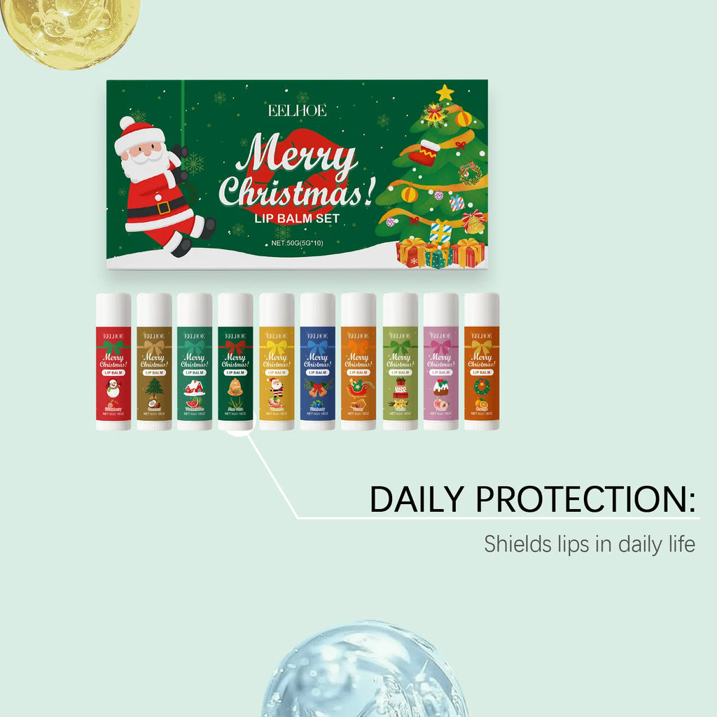 EELHOE 10-Pc Christmas Lip Balm Gift Set – Deep Moisturizing Lip Balm Gift Set Oasis Select