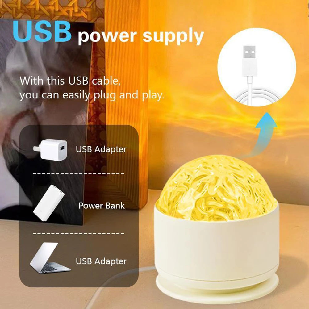16-Color Aurora Water Ripple Projector Night Light + Remote