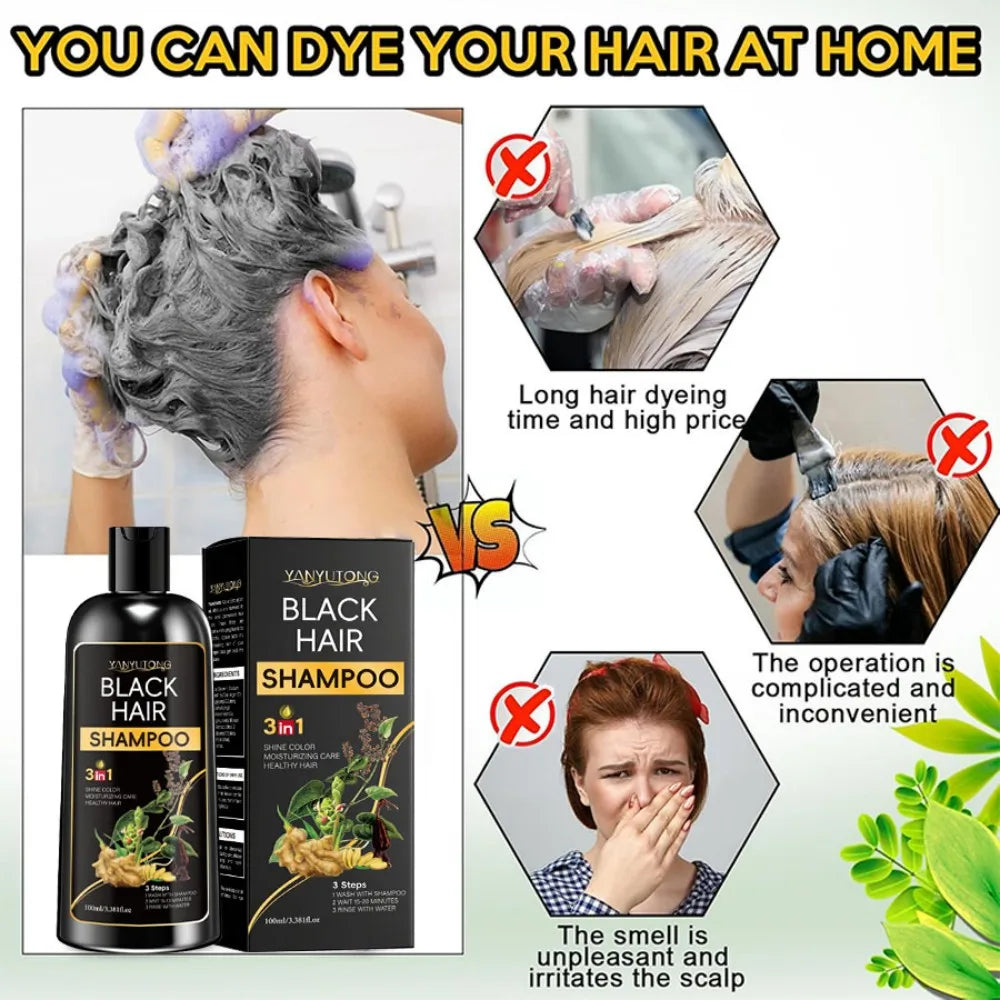 3 in 1 Turmeric Color-Treated Shampoo, Nourishing Color-Treated Shampoo Gentle Formula, Plant-Based, Light Beige Oasis Select black