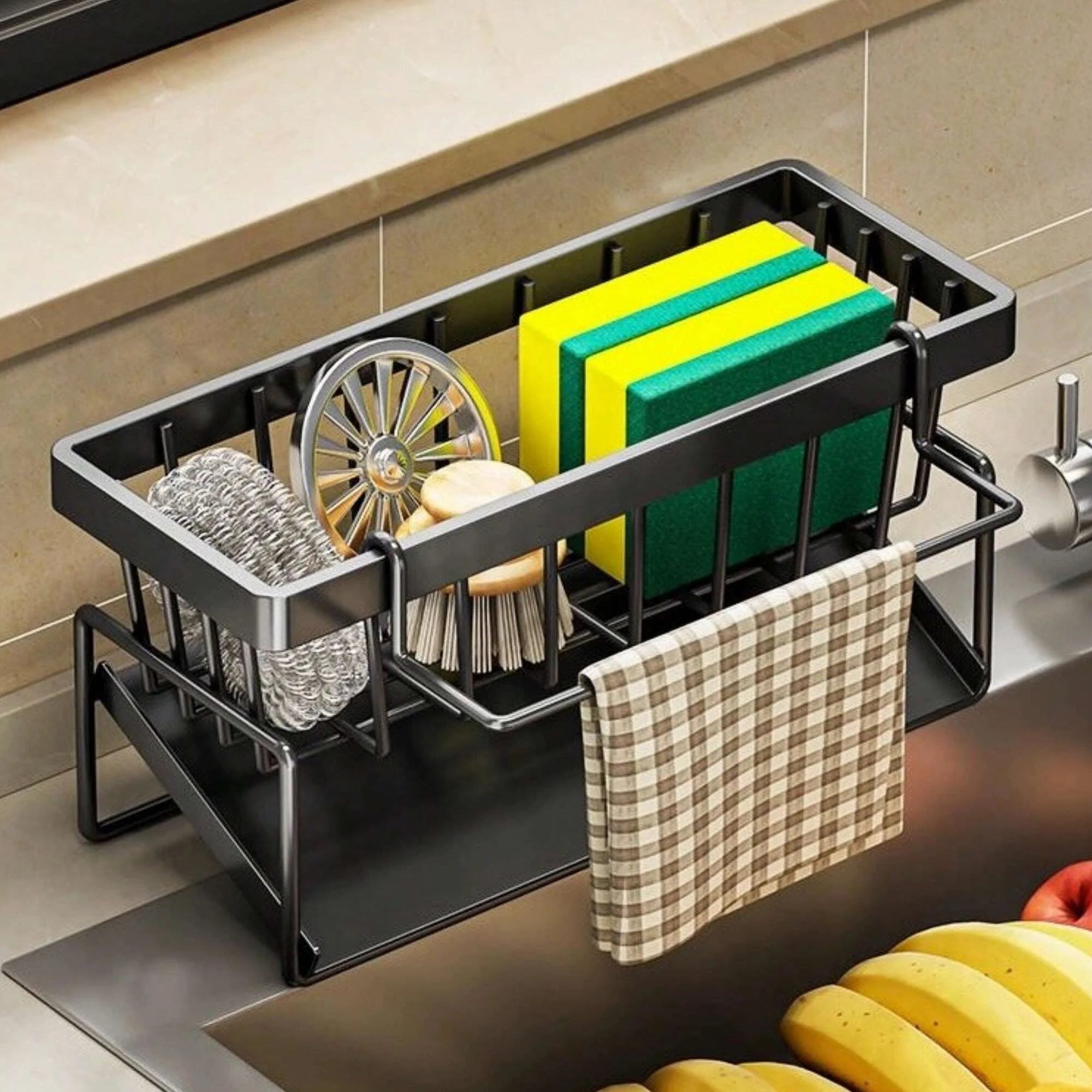 1pc Kitchen Sink Organizer,Bathroom Storage Rack,Sponge Holder For Kitchen Faucet,Sink Tidy Tray,For Kitchen And Bathroom Tools Oasis Select Grey