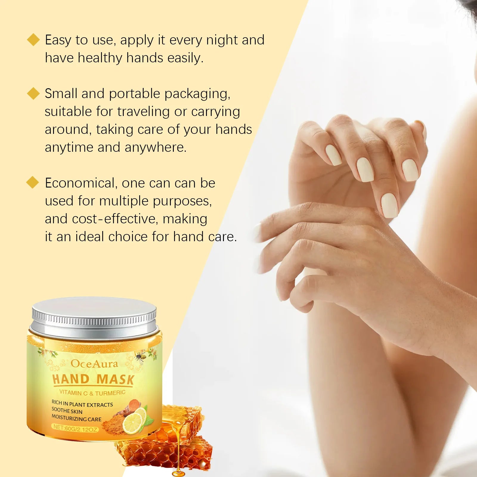 Vitamin C Turmeric Peel Off Hand Mask Moisturizing Nourishing Smoothing Skin Hydrating Improve Roughness Hand Skin Care Oasis Select