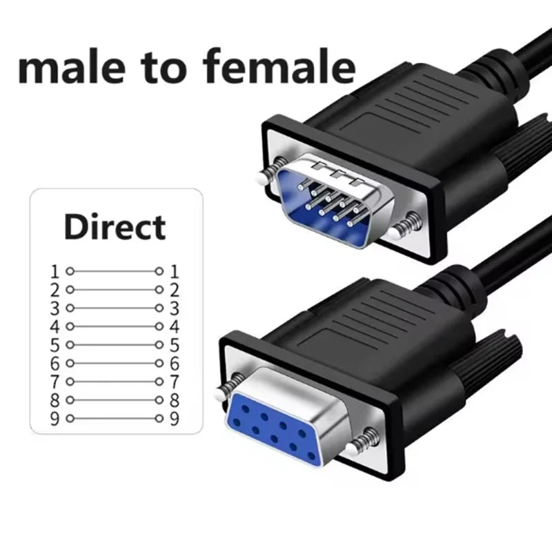 DB9 9Pin Serial Direct cross RS232 Extension Cable Connecting Line DB9 9Pin cable Male To Male/female Data Line Extension Cable Oasis Select male to Female A 0.5m
