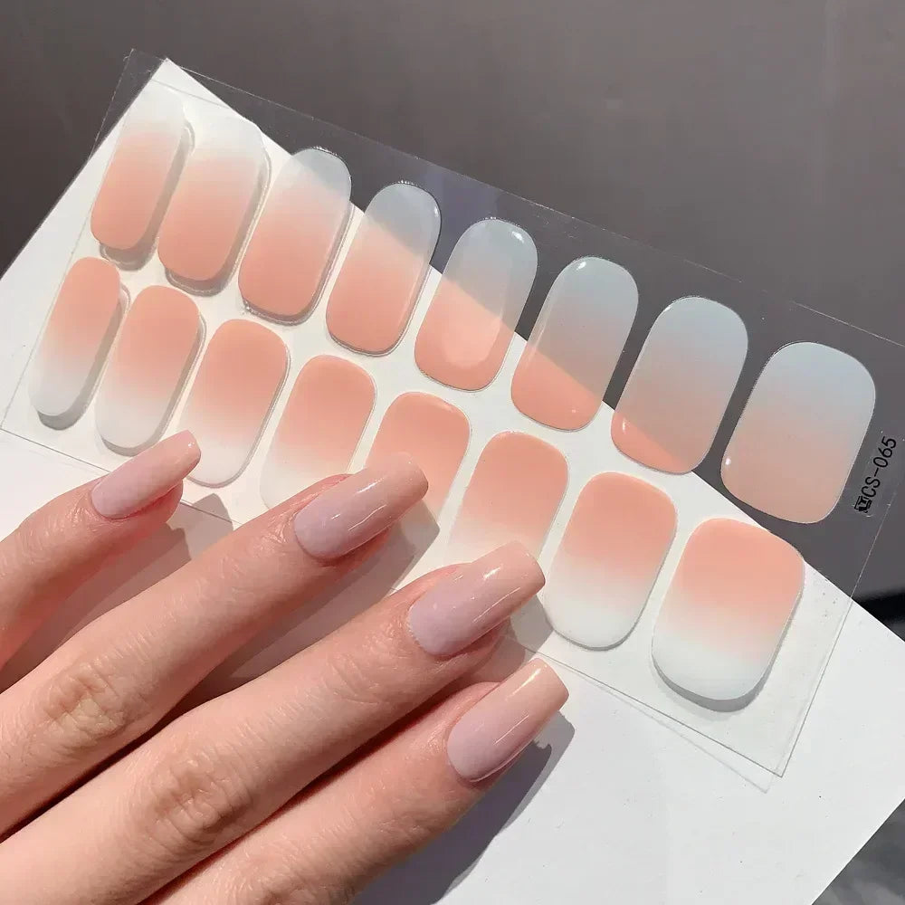 2025 Semi-cured Gel Nail Stickers Solid Color Nail Semi-baked Tips Full UV Nail Need Decals Paste Lamp N0R7 Oasis Select CS-65