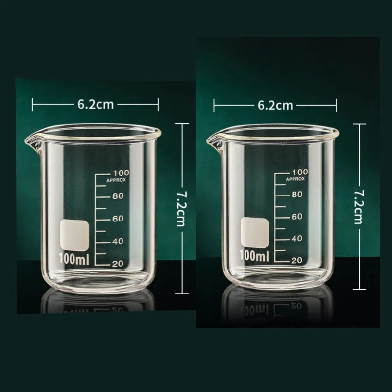 50/1000ML 2PCS Glass Measuring Cup Durable Clear Scale Jugs Heat-resisting Laboratory Beaker Kitchen Baking Liquid Container Oasis Select 100ml 2pcs 50-1000ml