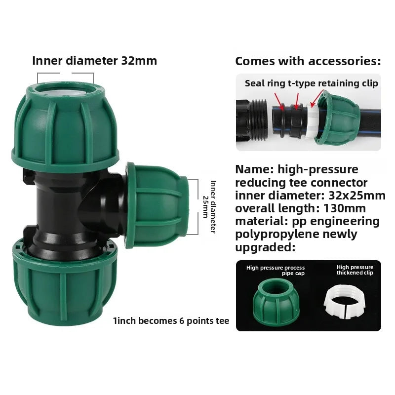 5pcs 20/25/32mm PE Tube Tap Water Splitter Plastic Quick Valve Connector Garden Agriculture Irrigation Water Pipe Fittings Oasis Select 32mm B 5pcs