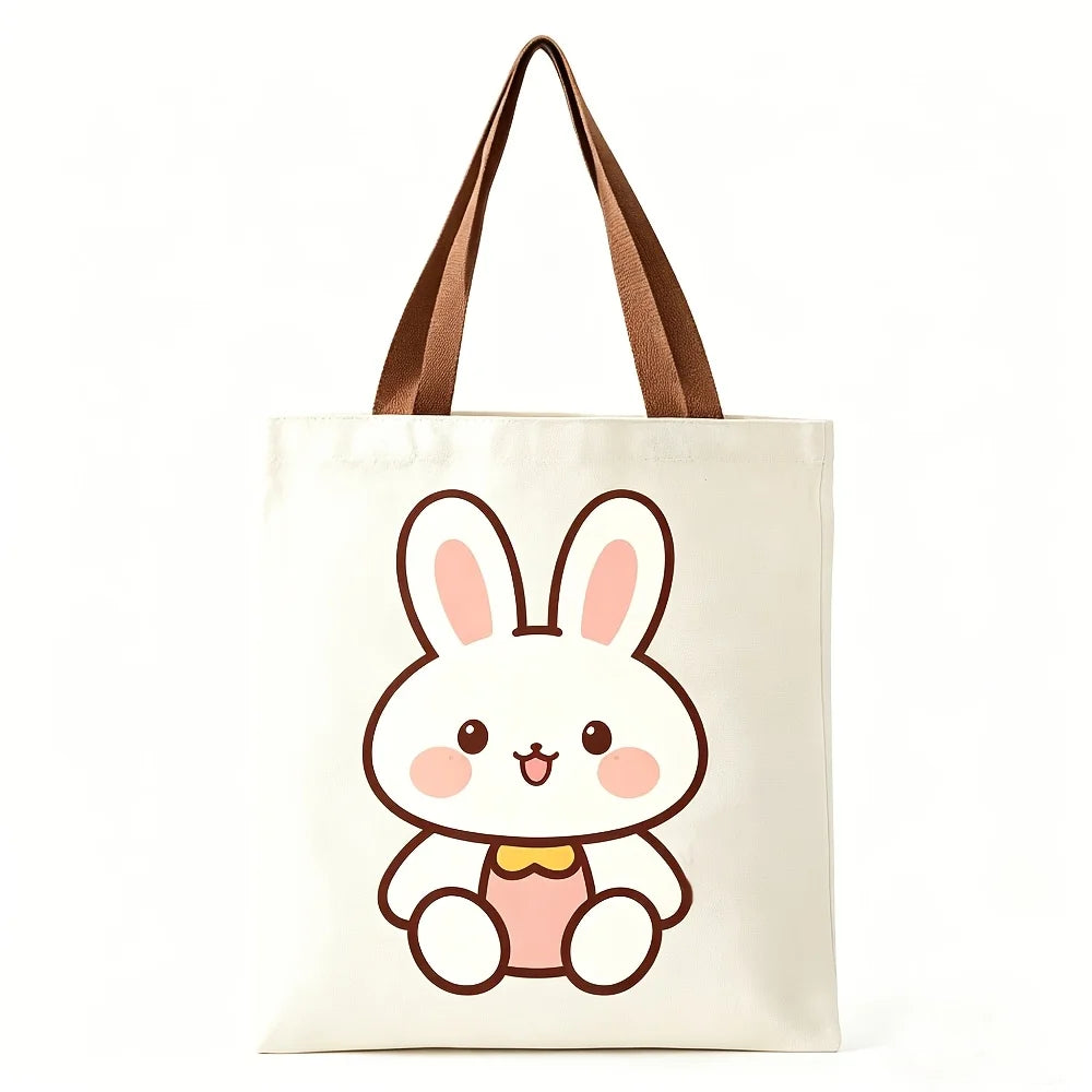 Cute Red Heart Yellow Chick Print Canvas Tote Bag Eco Reusable Shopping Shoulder Bag For Daily Grocery Market Oasis Select Brown