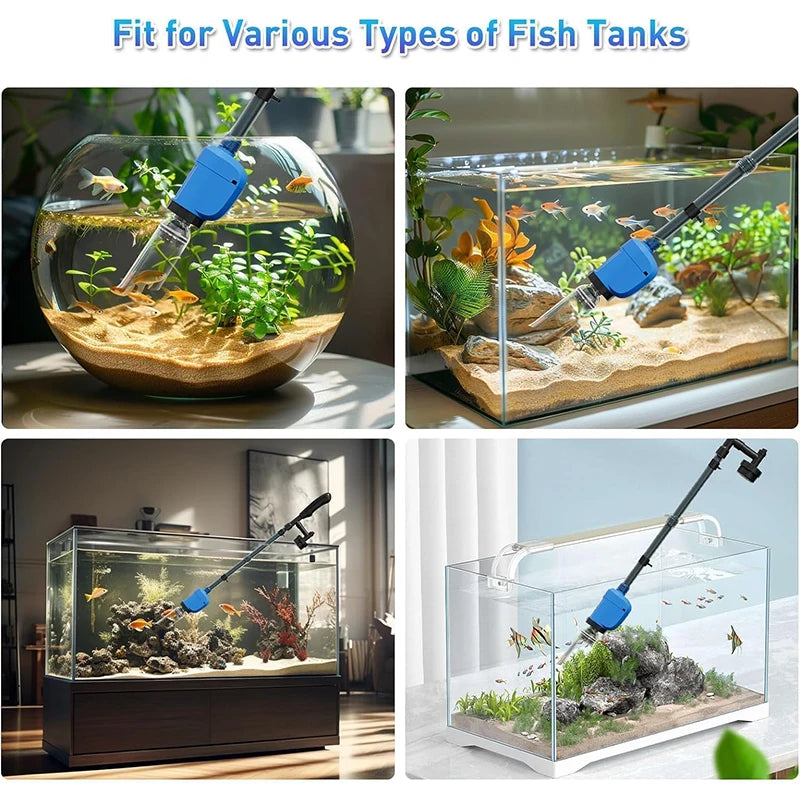 32W 6 in 1 Electric Aquarium Vacuum Cleaner, Multi-functional Automated Fish Tank Gravel Cleaner Oasis Select