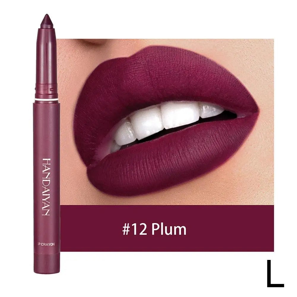 Long-Lasting Waterproof Matte Lip Crayon Lipstick Pencil Built-in Sharpener Velvet Lipgloss Lip Stain Moisture Smooth Lipliner Oasis Select 12