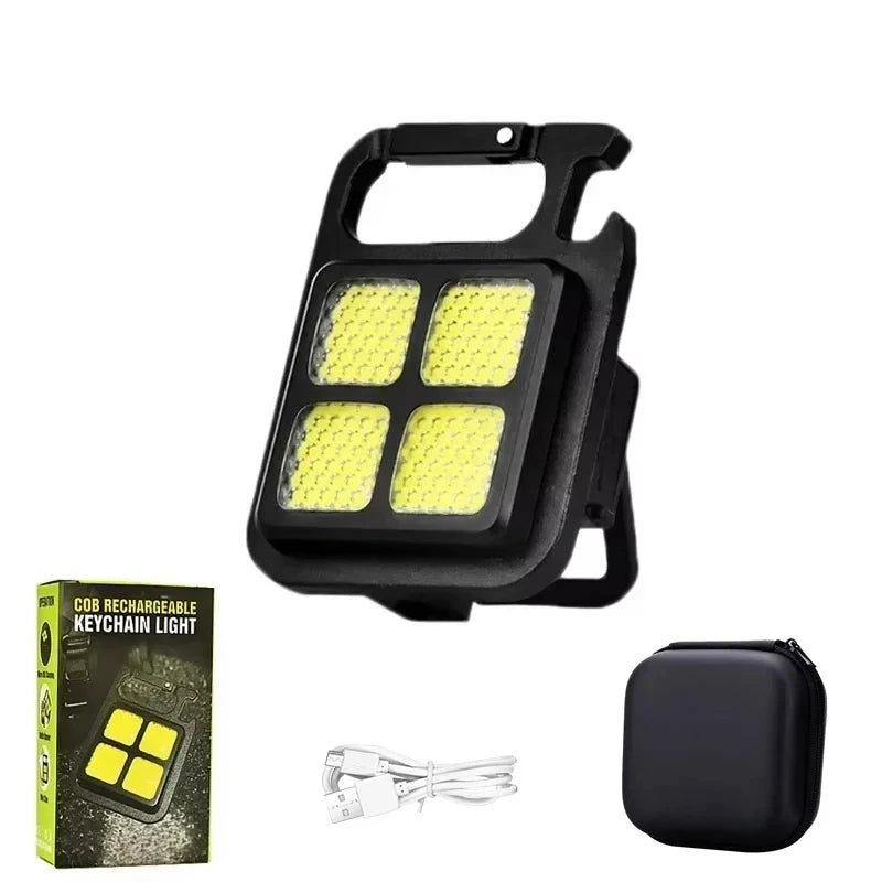 COB Flashlight LED Mini Protable Keychain Lamp High Bright Multifunctional Camping Lamp Outdoor Camping Torch Fishing Work Light Oasis Select with Bag
