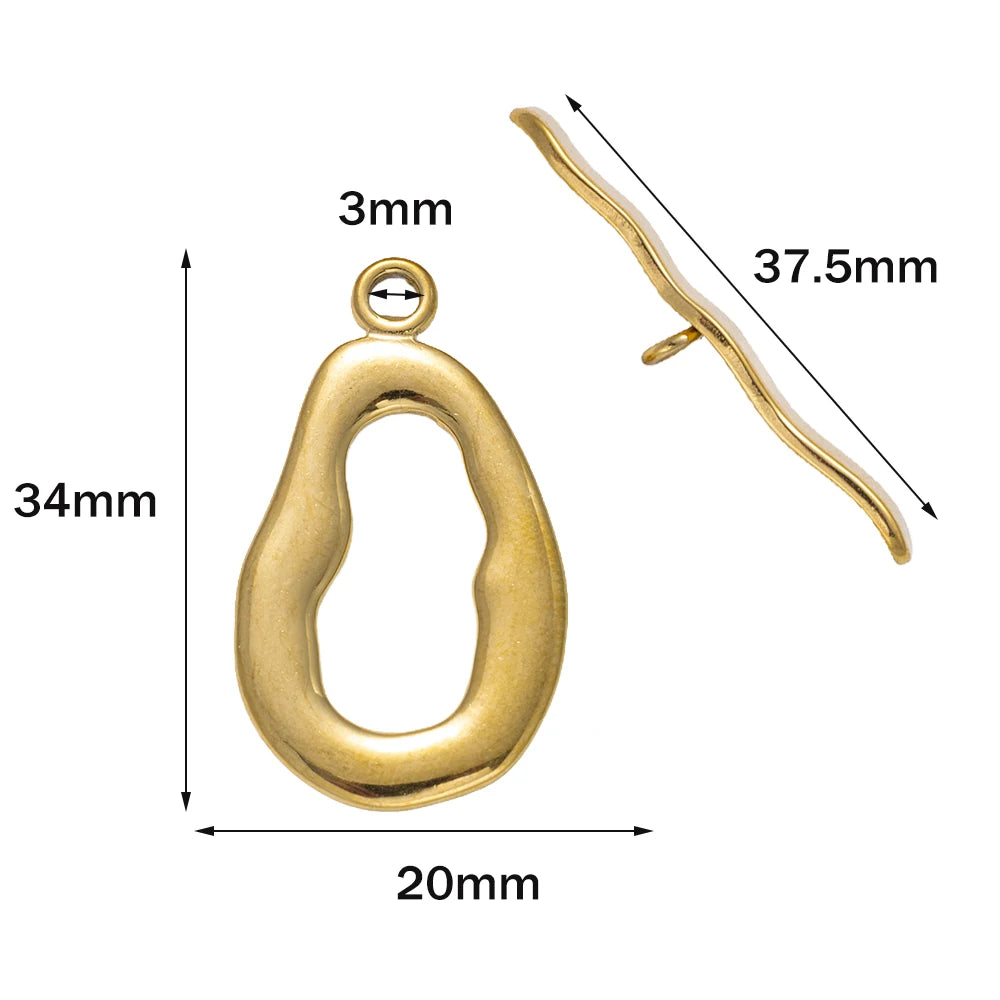 5 Sets Stainless Steel Toggle Clasp T-bar Closure Ring Fastener Hook