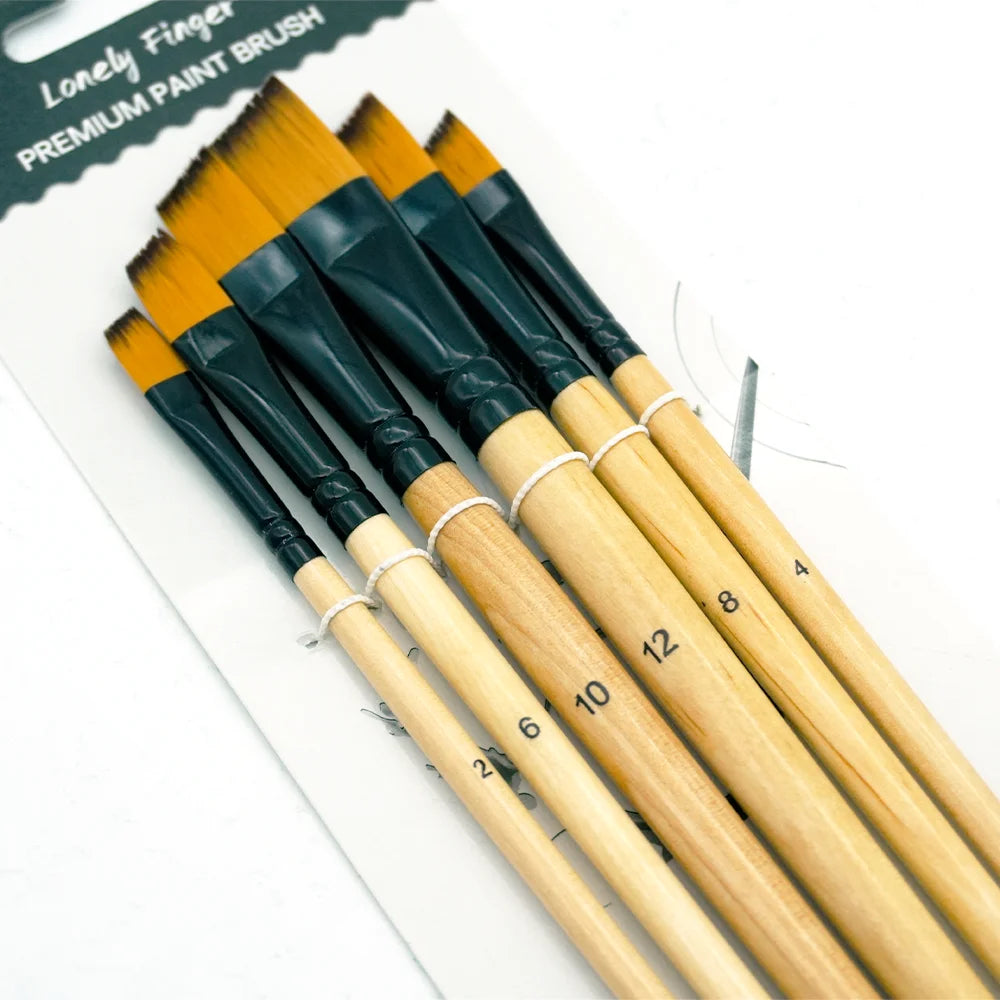 Paint Brushes Set - 6/24pcs Paint Brushes, Art Painting for Acrylic Watercolor Gouache Oil & Face Painting, Models, Figurine and Oasis Select 6 Wood Angle