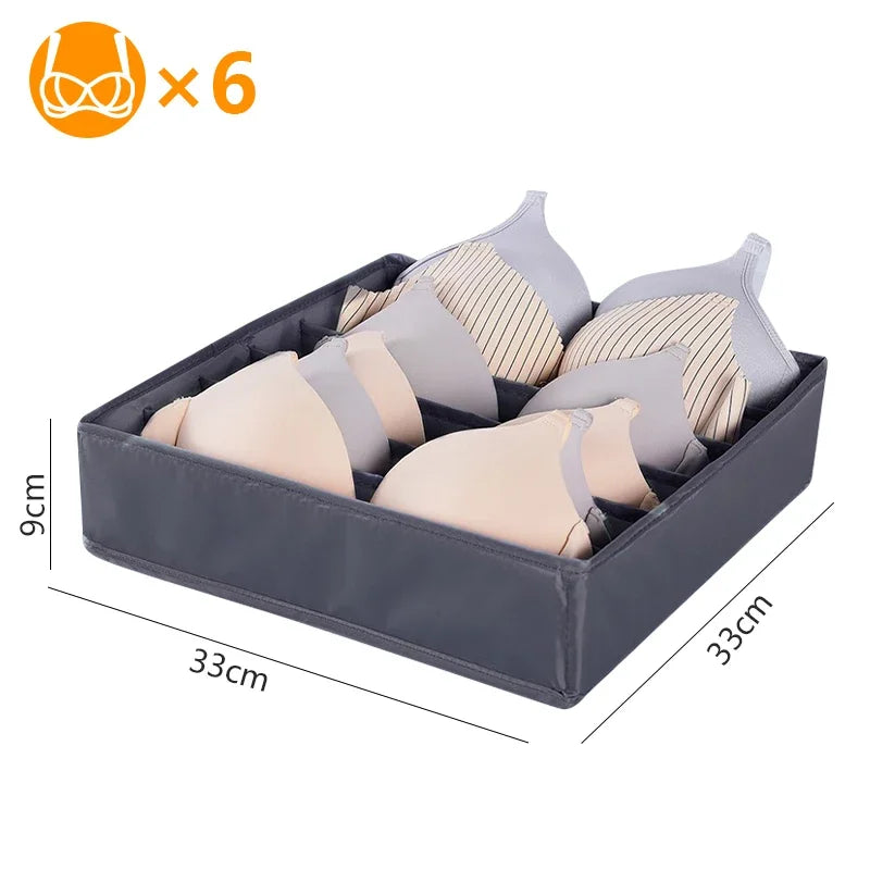 Sports Bra Underwear Organizer Storage Box Panties Socks Storage Boxes Wardrobe Clothes Organizer Cabinet Drawers Separator Box Oasis Select 6grids-dark gray