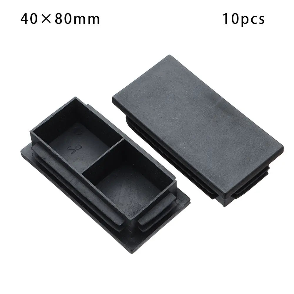 10Pcs Plastic Black Chair Feet Tube Cap Furniture Non-slip Foot Protective Pad Steel Rectangular Tube Plug Dust-Proof Foot Cover Oasis Select 40 80mm