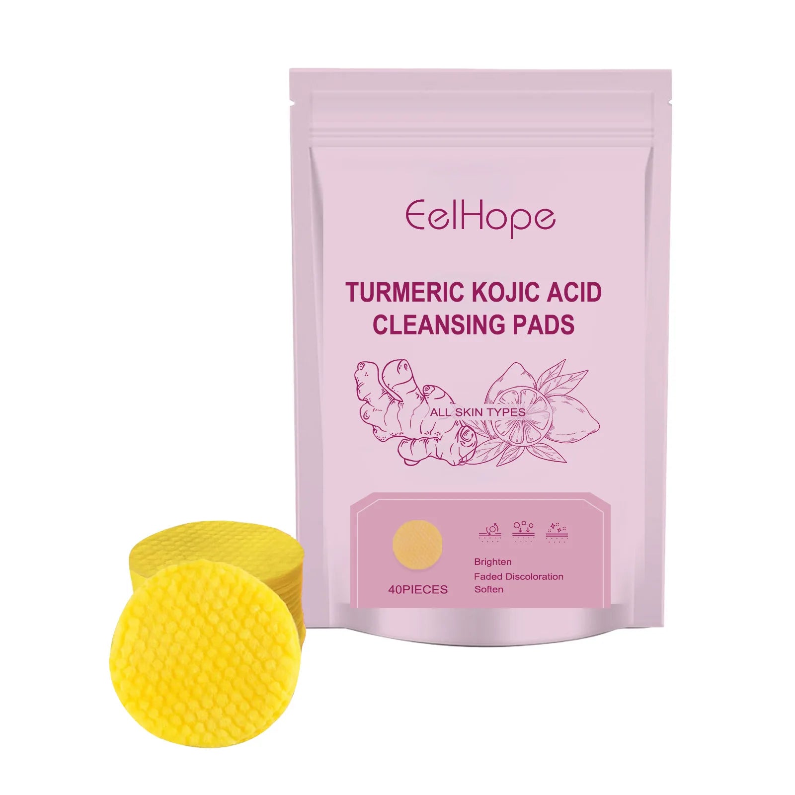 Turmeric Kojic Acid Cleansing Exfoliating Pads – Brighten Skin Exfoliating Cleansing Pads Oasis Select 40pieces in bag
