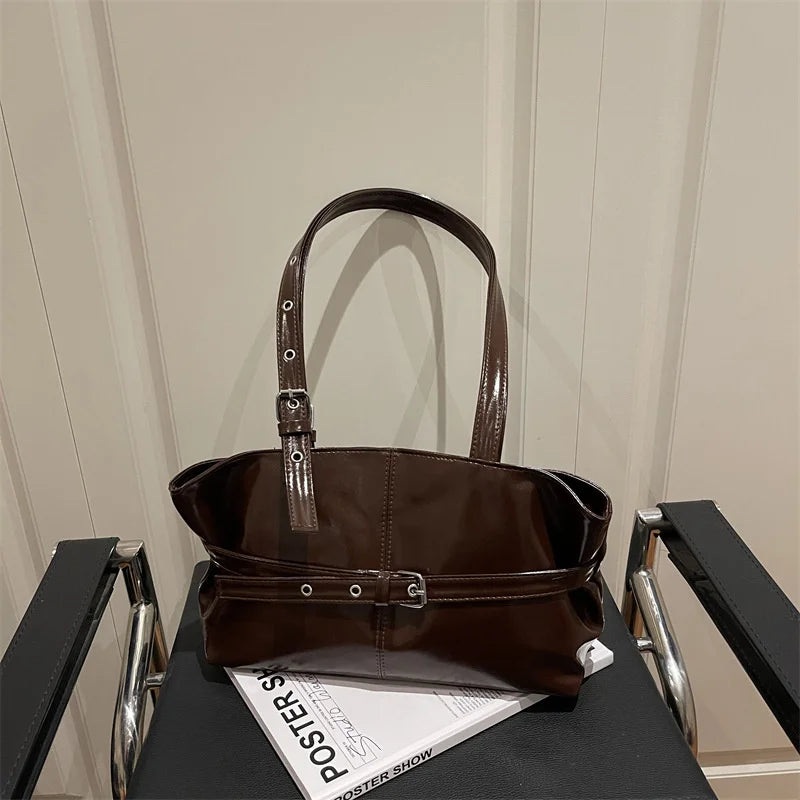 1pcs High End Retro Trendy Bag for Women's Maillard Single Shoulder Large Capacity Commuting Tote Bag Oasis Select