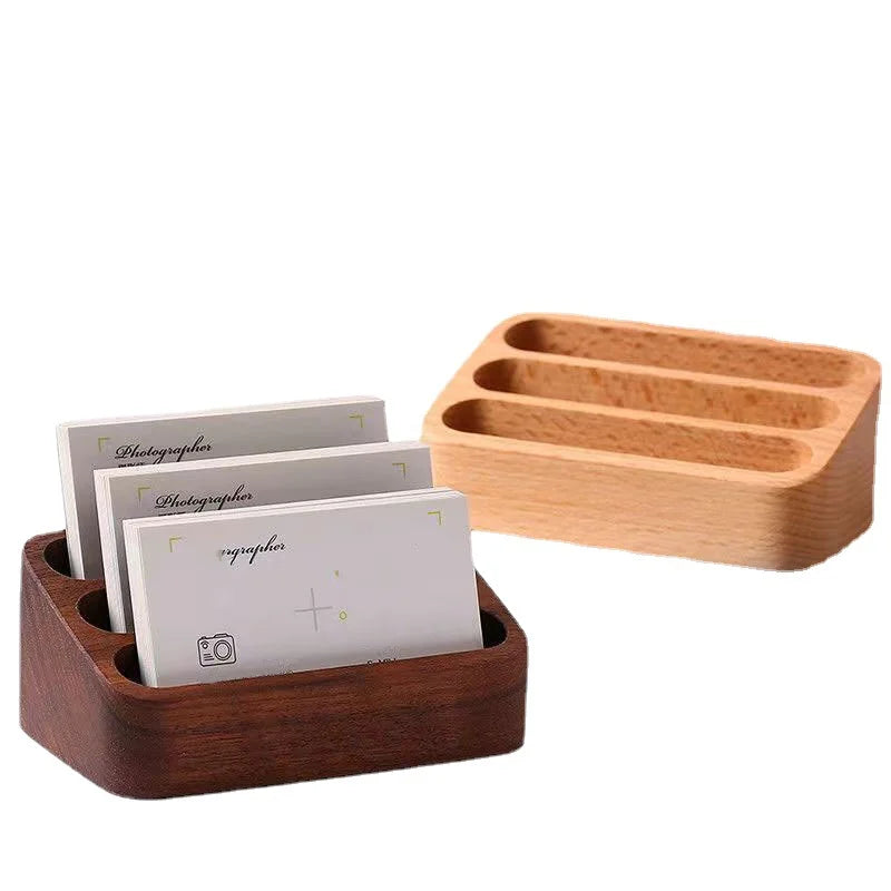 1pcs Wooden Business Card Box Creative Desktop Large Capacity Display and Storage Front Desk Business Card Holder Oasis Select