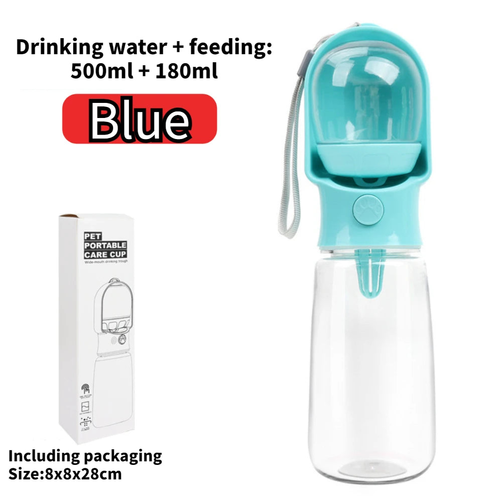 Portable Dog Cat Water Bottle with Storage Food and Water Container for Puppy Pets dogs Feeder Bowl Outdoor Travel Pet supplies Oasis Select Blue