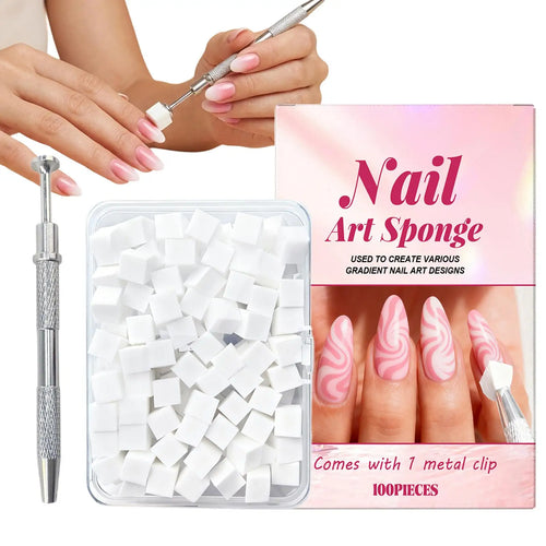 Nail Sponges 100 Pieces Soft Square Professional Beauty Tools with Grabbing Pen Small Nail Sponge for Foot Spa Grooming Party Oasis Select