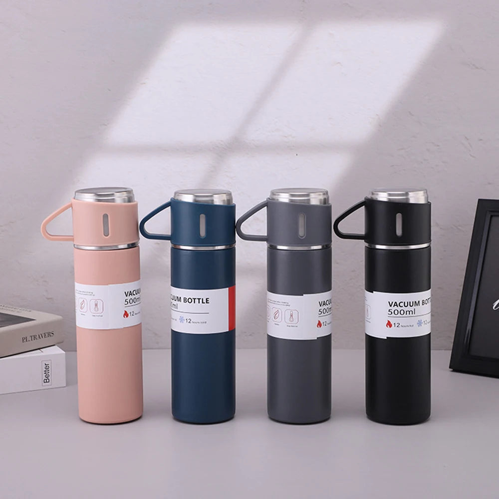 304 Stainless Steel Thermos Gift Set | 3 Lids, Hot & Cold