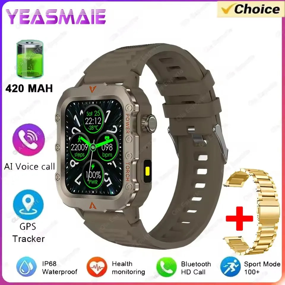 2025 New SmartWatch Men Militray Outdoor GPS Sport Watches Heart Rate Sleep Waterproof Smart Watch IOS Android Oasis Select Br22GoSzstrap