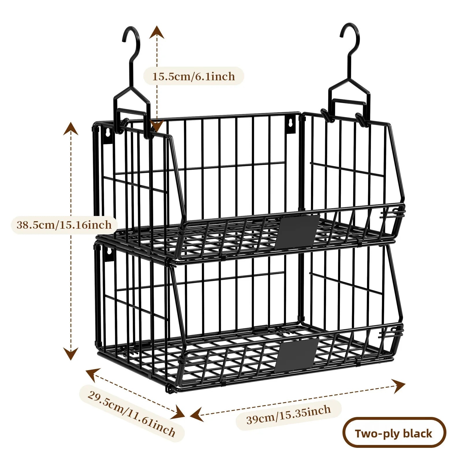 Wardrobe Storage Rack Suspended Layered Shelf Clothes Bags Organizing Basket Foldable Disassembly Storage Basket Oasis Select Black second floor