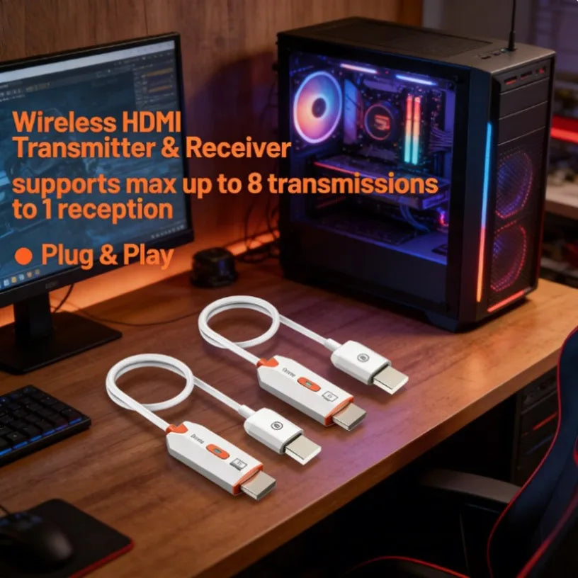 Wireless HDMI-Compatible Transmitter / Receiver 1080P 5.8GHz 98FT Wireless Display Adapter TX RX Full Set for Home Office Use Oasis Select