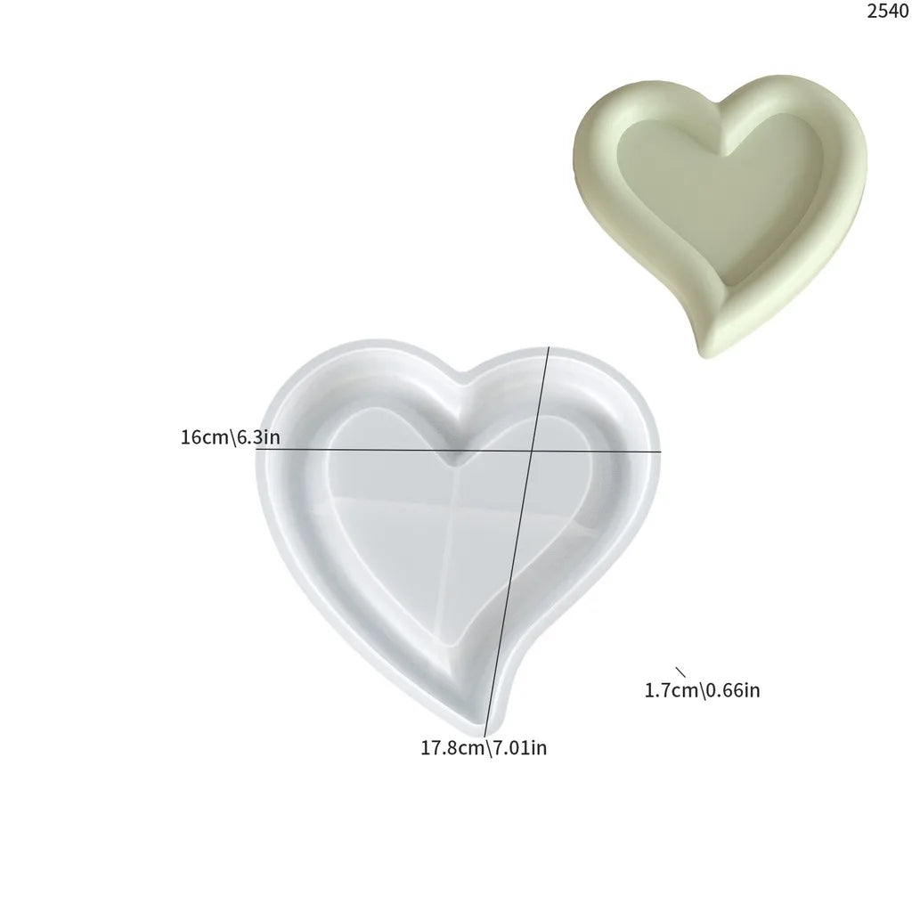 Cute Cloud Love Heart Concrete Tray Silicone Mold Round Gypsum Storage Tray Plaster Jewelry Display Plate Epoxy Resin Molds Oasis Select Heart