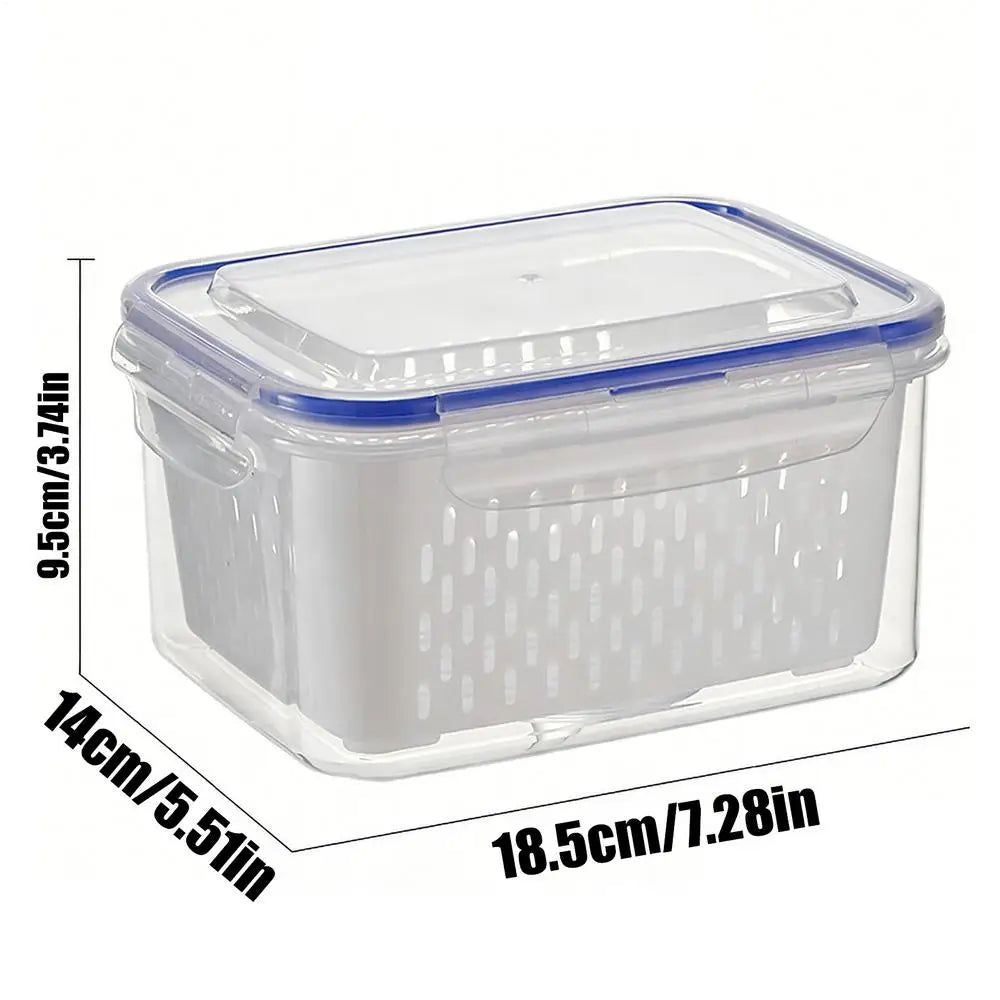 Large Vegetable Drain Basket Special Fruit Preservation Box for Refrigerators Kitchen Double Layer Storage Container Oasis Select White 1750ml