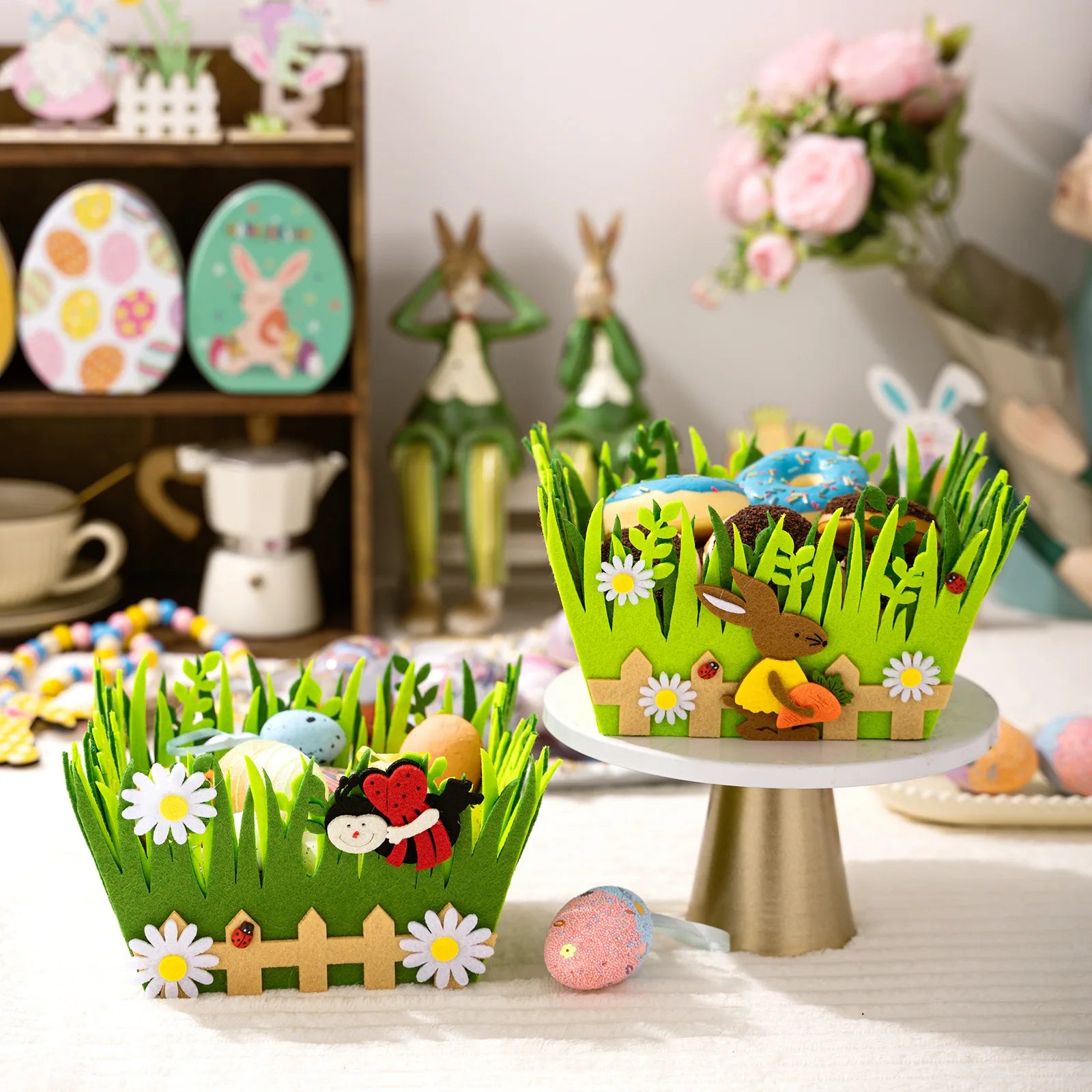 Easter Egg Basket Square Handheld Gift Packaging Bag Felt Kids Cookie Candy Bags Easter Party Birthday Party Favors Gift Decor Oasis Select