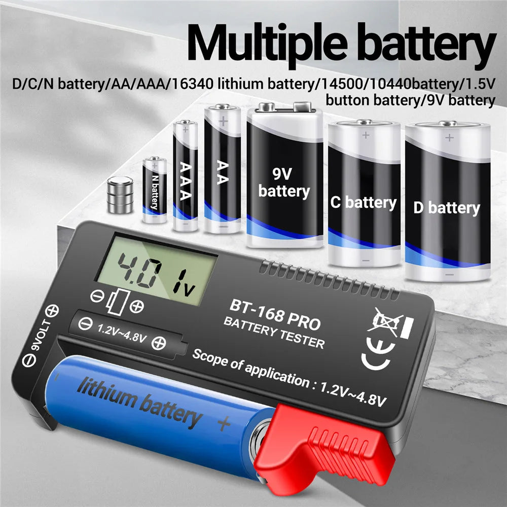 18650 14500 Digital Battery Capacity Tester BT-168 PRO 9V 3.7V 1.5V C/D Dry Cell Battery Tester Portable Battery Volt Checker Oasis Select