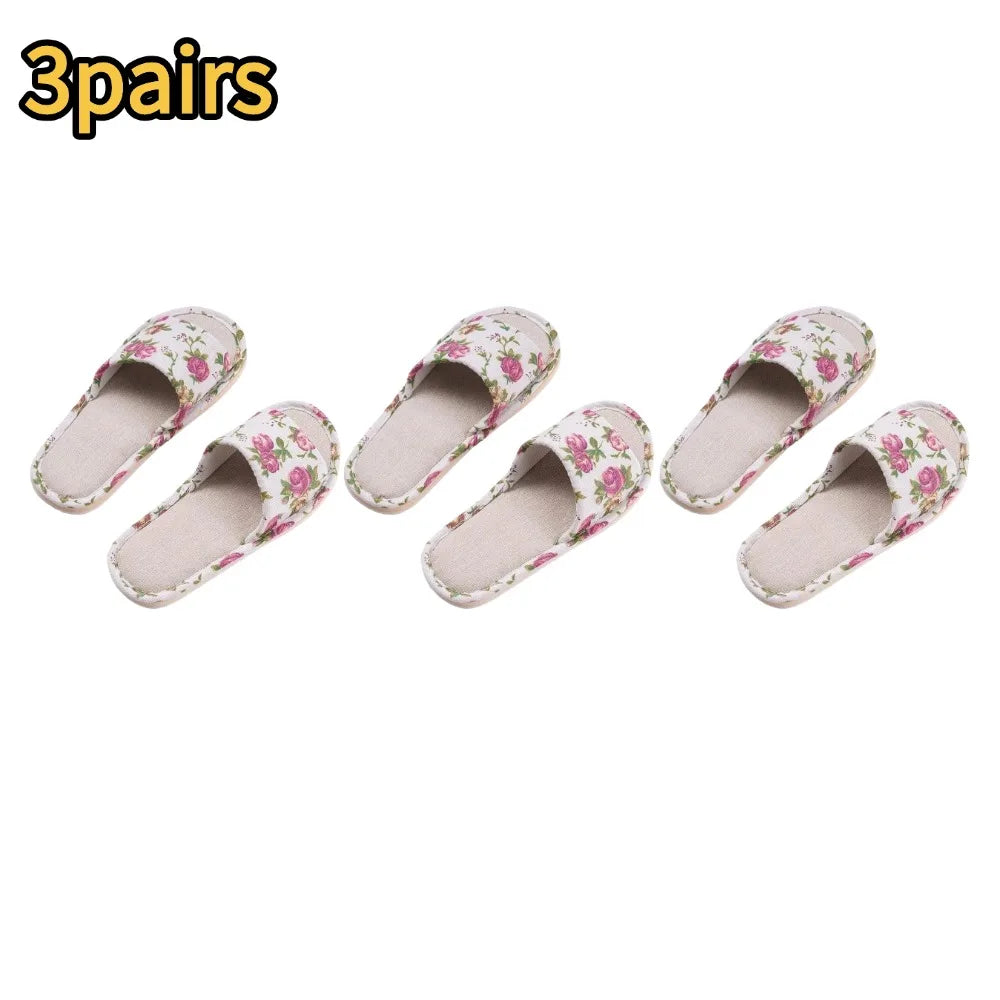 Fashion Floral Slippers Women Casual Comfortable Indoor Home Flat Shoes Anti Slip Sandals Spring Autumn September Essential Oasis Select 3pairs 39-40
